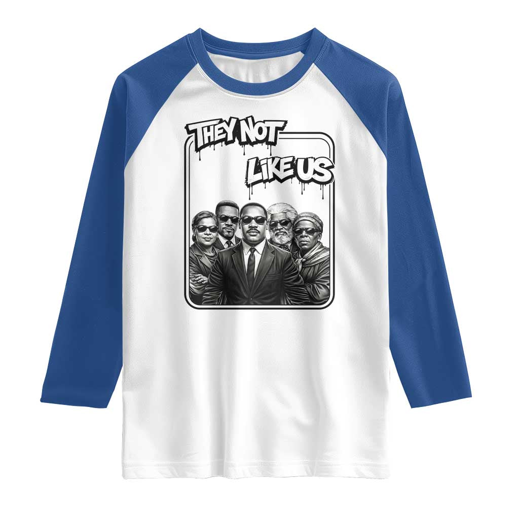 Vintage African American Heroes Raglan Shirt They Not Like Us TS12 White Royal Print Your Wear