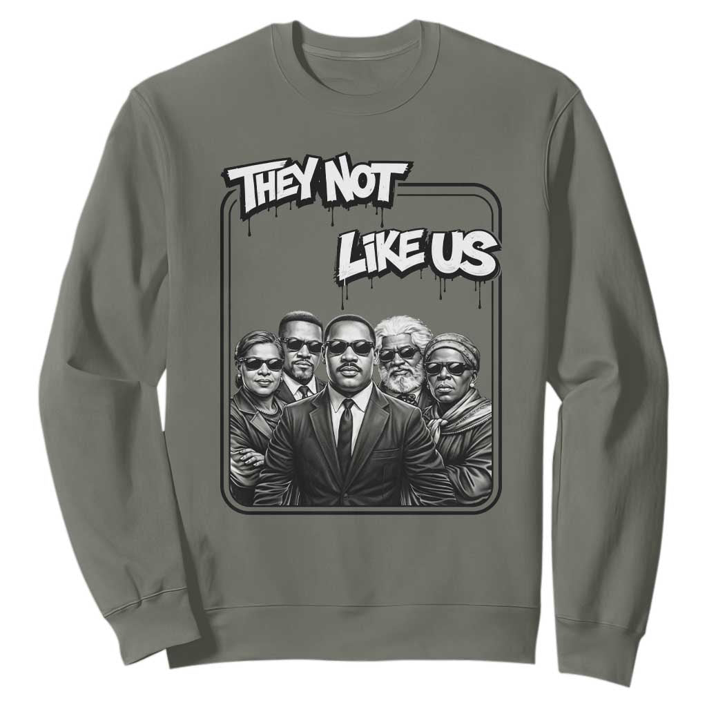 Vintage African American Heroes Sweatshirt They Not Like Us TS12 Military Green Print Your Wear