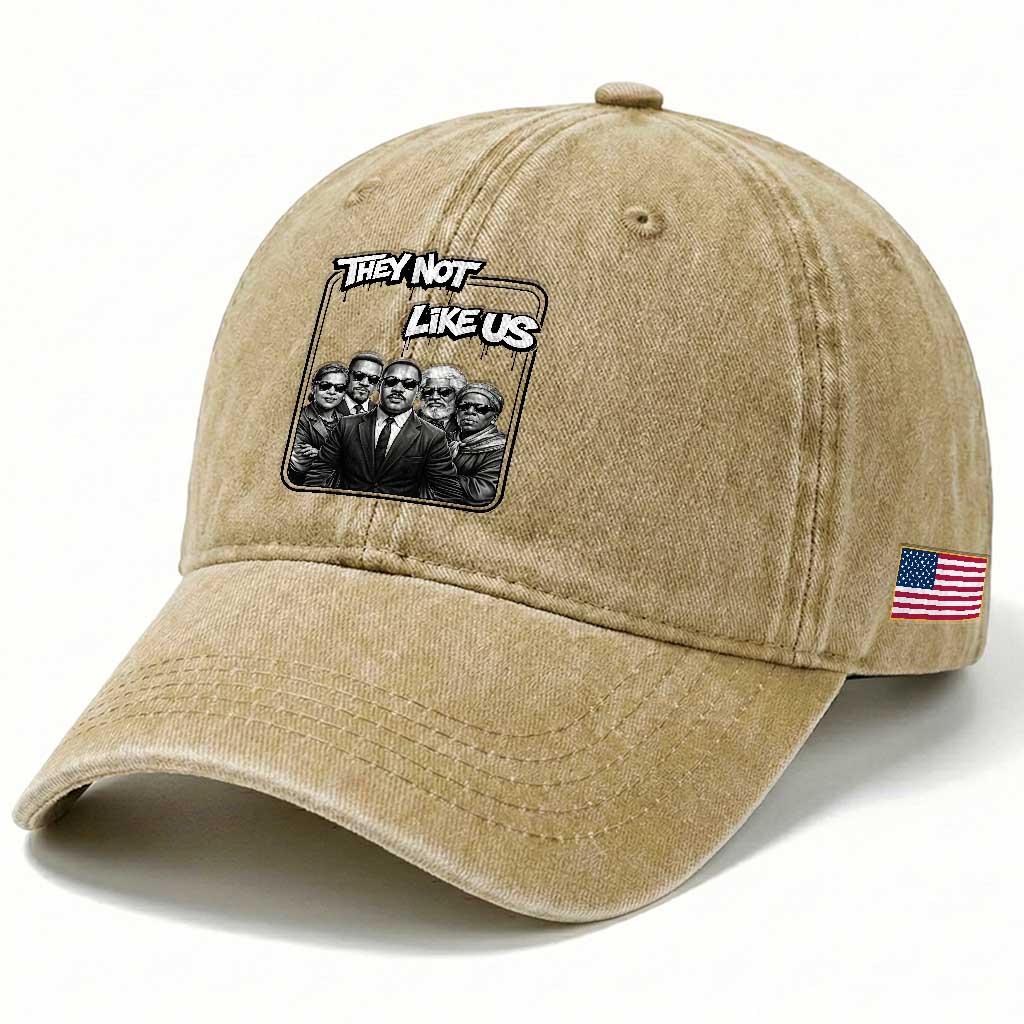 Vintage African American Heroes Washed Cotton Baseball Cap They Not Like Us TS12 Print Your Wear