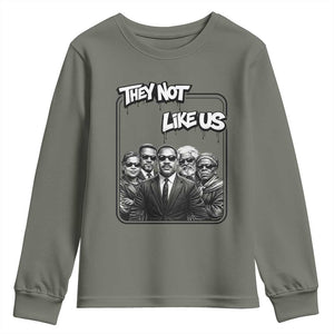 Vintage African American Heroes Youth Sweatshirt They Not Like Us TS12 Military Green Print Your Wear