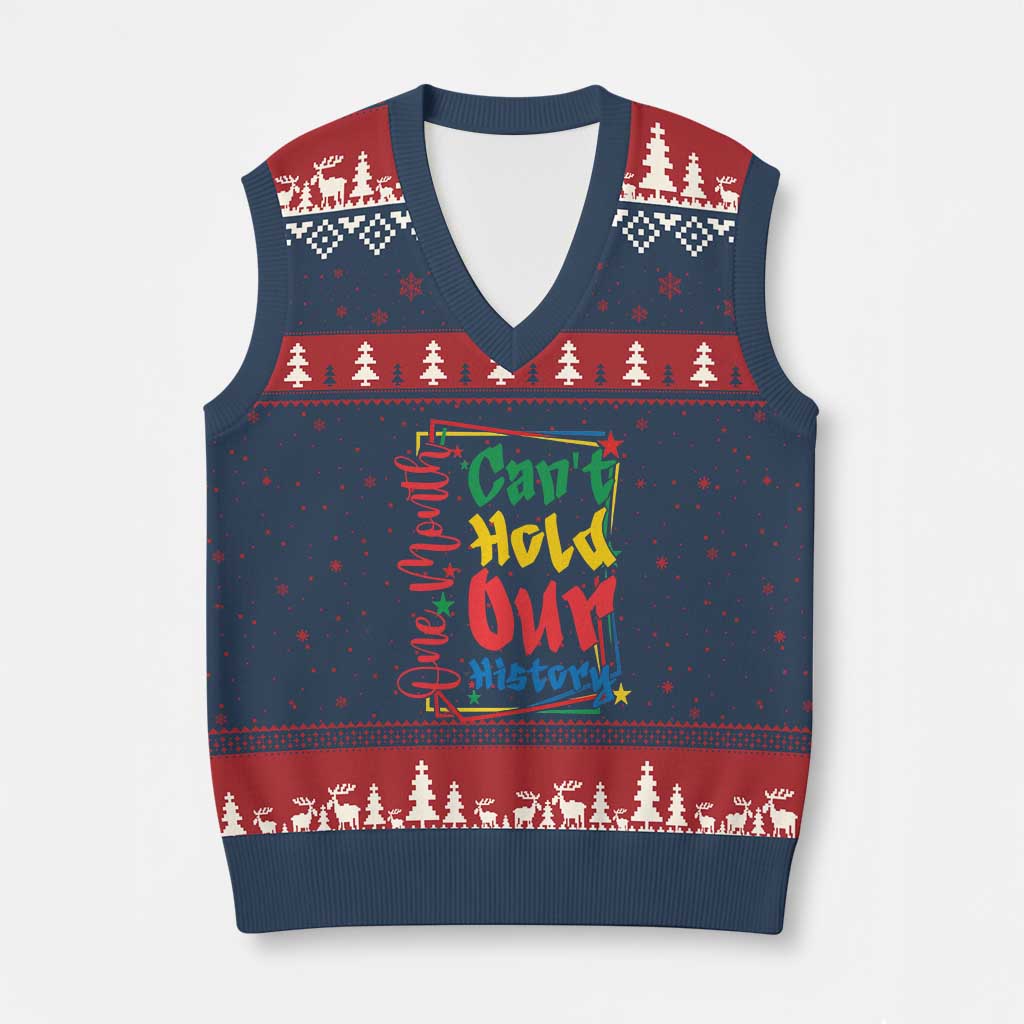 One Month Cannot Hold Our History V-Neck Knit Sweater Vest Black History Gift TS12 Navy Red Print Your Wear