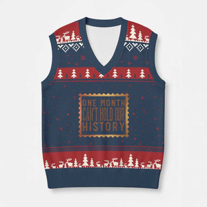 One Month Cannot Hold Our History V-Neck Knit Sweater Vest African American Gift TS12 Navy Red Print Your Wear