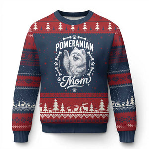 Vintage Pom Dog Mom Ugly Christmas Sweater Pomeranian Lover Gift TS12 Navy Red Print Your Wear