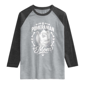 Vintage Pom Dog Mom Raglan Shirt Pomeranian Lover Gift TS12 Heather Gray Heather Charcoal Print Your Wear