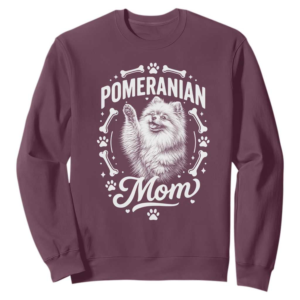 Vintage Pom Dog Mom Sweatshirt Pomeranian Lover Gift TS12 Maroon Print Your Wear
