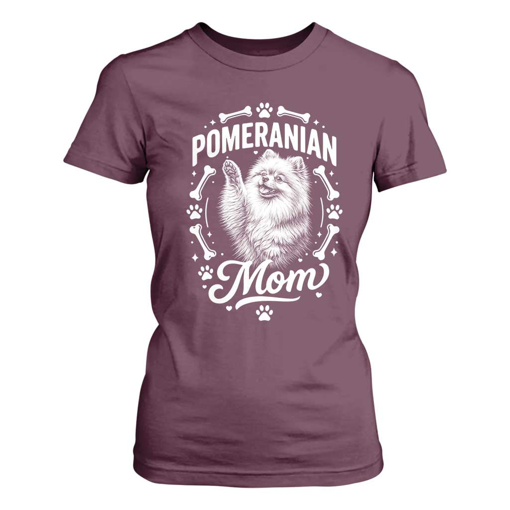 Vintage Pom Dog Mom T Shirt For Women Pomeranian Lover Gift TS12 Maroon Print Your Wear