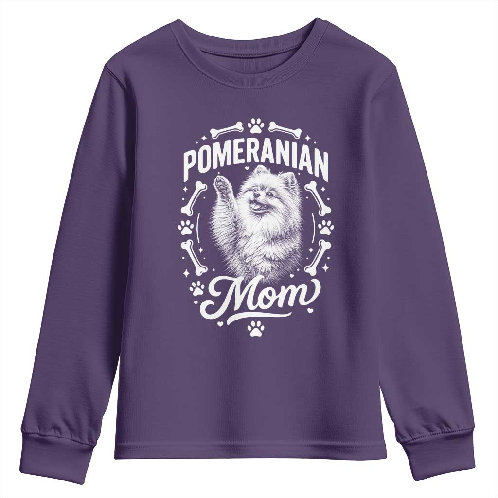 Vintage Pom Dog Mom Youth Sweatshirt Pomeranian Lover Gift TS12 Purple Print Your Wear