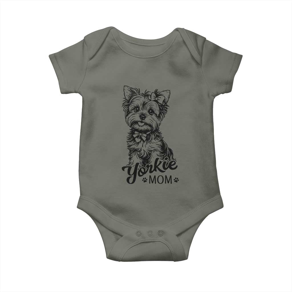 Yorkshire Terrier Mom Baby Onesie Cute Yorkie Mama Puppy Gift TS12 Military Green Print Your Wear