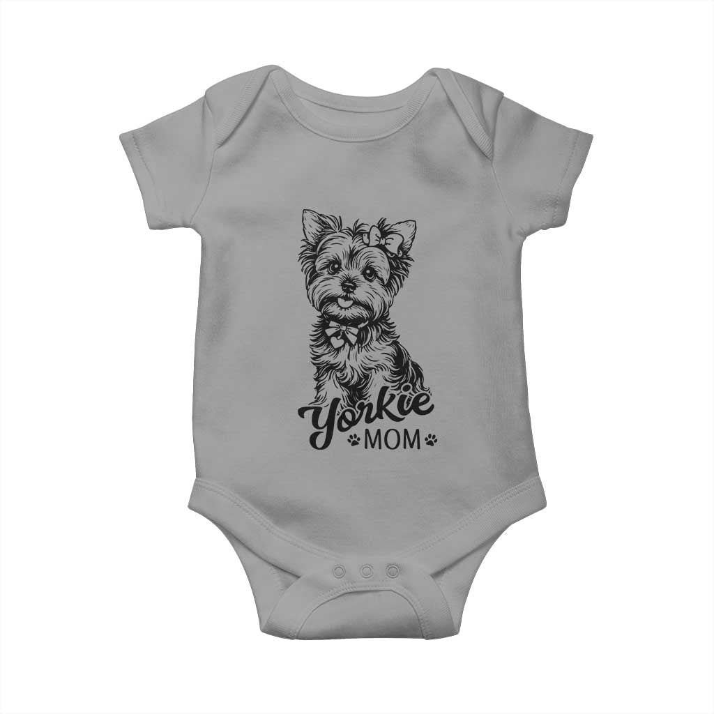 Yorkshire Terrier Mom Baby Onesie Cute Yorkie Mama Puppy Gift TS12 Sport Gray Print Your Wear