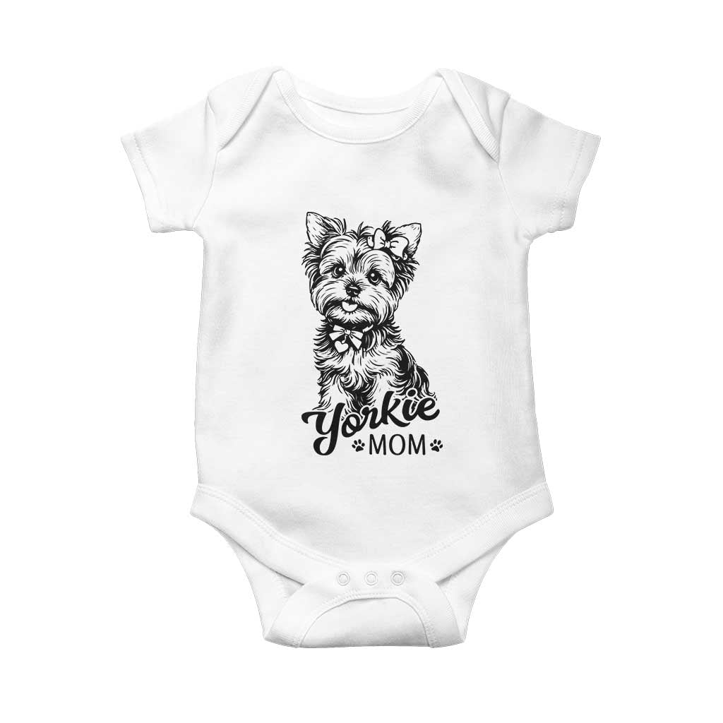 Yorkshire Terrier Mom Baby Onesie Cute Yorkie Mama Puppy Gift TS12 White Print Your Wear