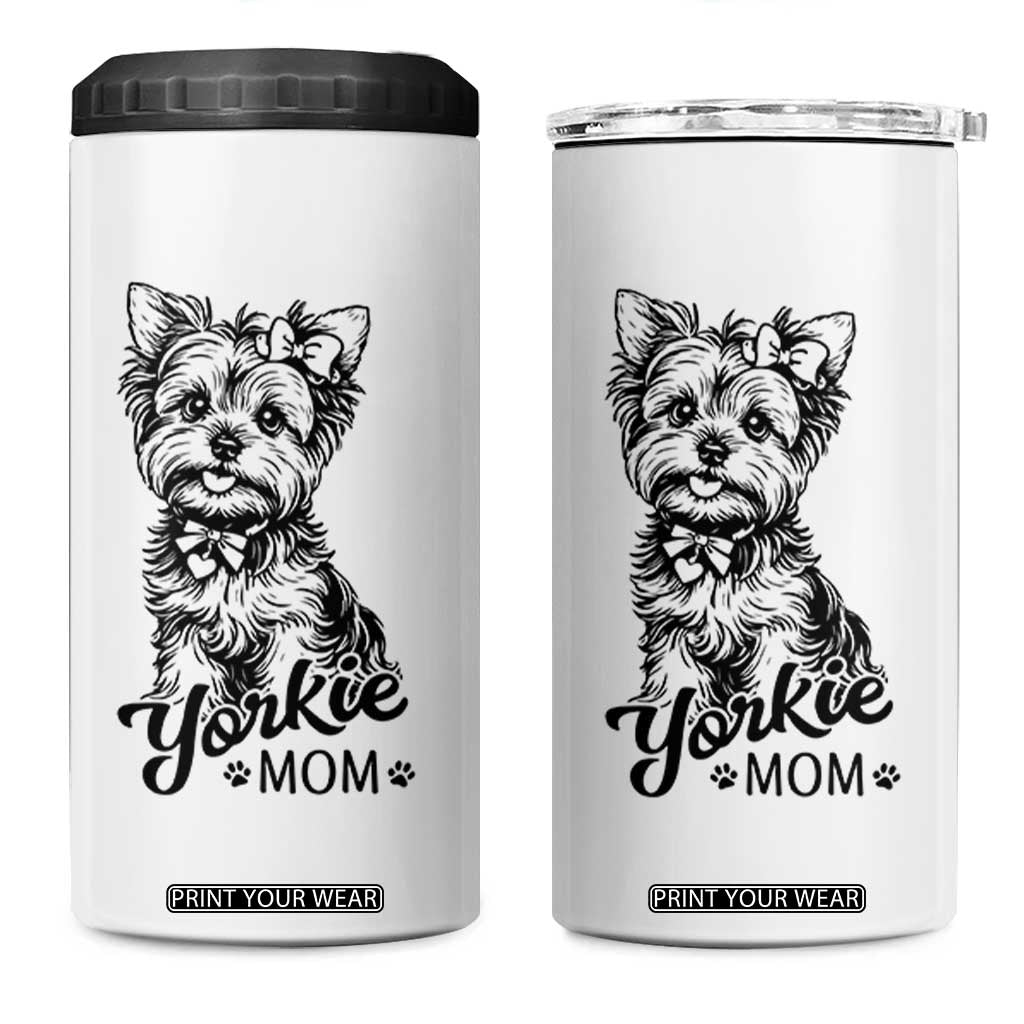 Yorkshire Terrier Mom 4 in 1 Can Cooler Tumbler Cute Yorkie Mama Puppy Gift TS12 One Size: 16 oz White Print Your Wear