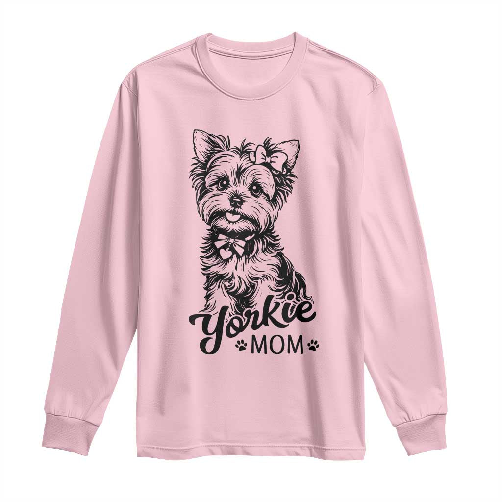 Yorkshire Terrier Mom Long Sleeve Shirt Cute Yorkie Mama Puppy Gift TS12 Light Pink Print Your Wear