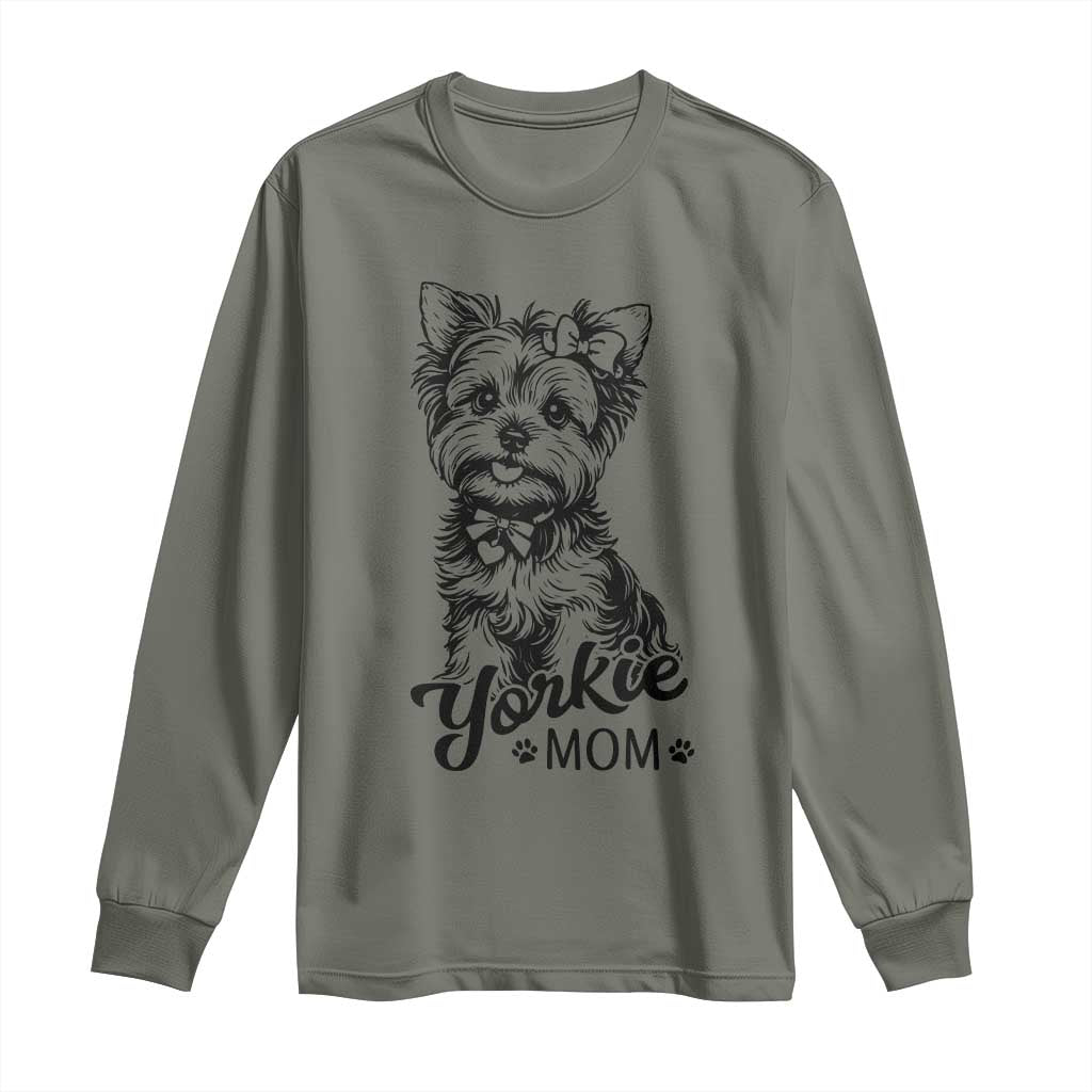 Yorkshire Terrier Mom Long Sleeve Shirt Cute Yorkie Mama Puppy Gift TS12 Military Green Print Your Wear