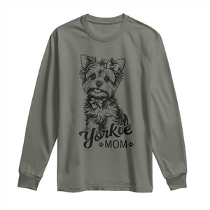 Yorkshire Terrier Mom Long Sleeve Shirt Cute Yorkie Mama Puppy Gift TS12 Military Green Print Your Wear