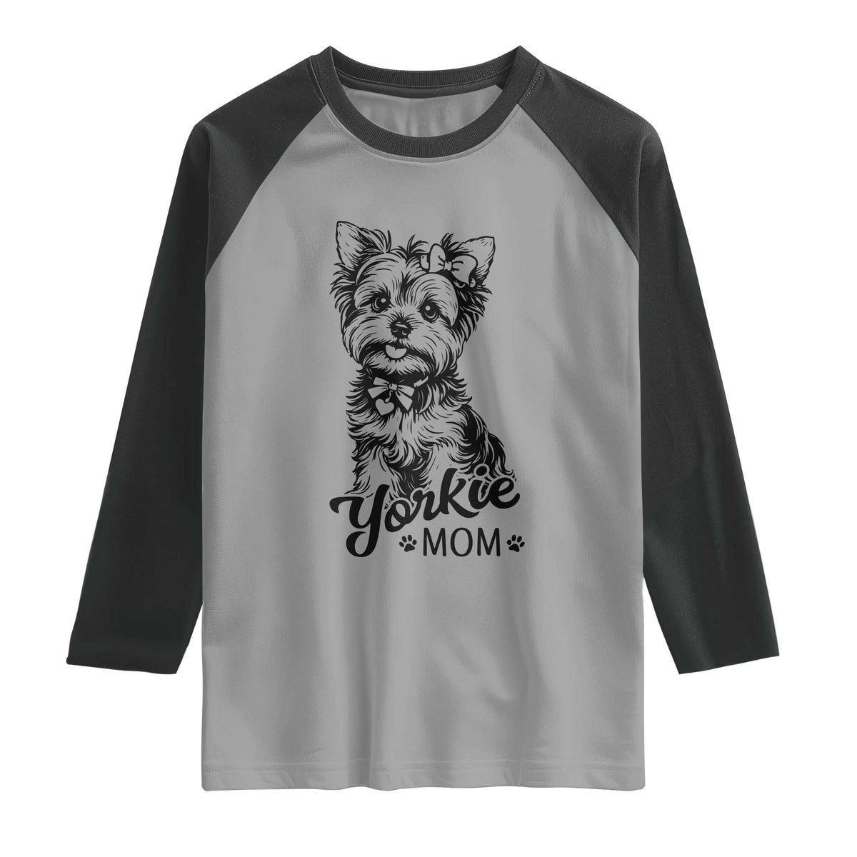 Yorkshire Terrier Mom Raglan Shirt Cute Yorkie Mama Puppy Gift TS12 Sport Gray Black Print Your Wear
