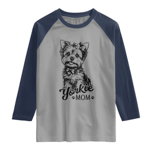Yorkshire Terrier Mom Raglan Shirt Cute Yorkie Mama Puppy Gift TS12 Sport Gray Navy Print Your Wear