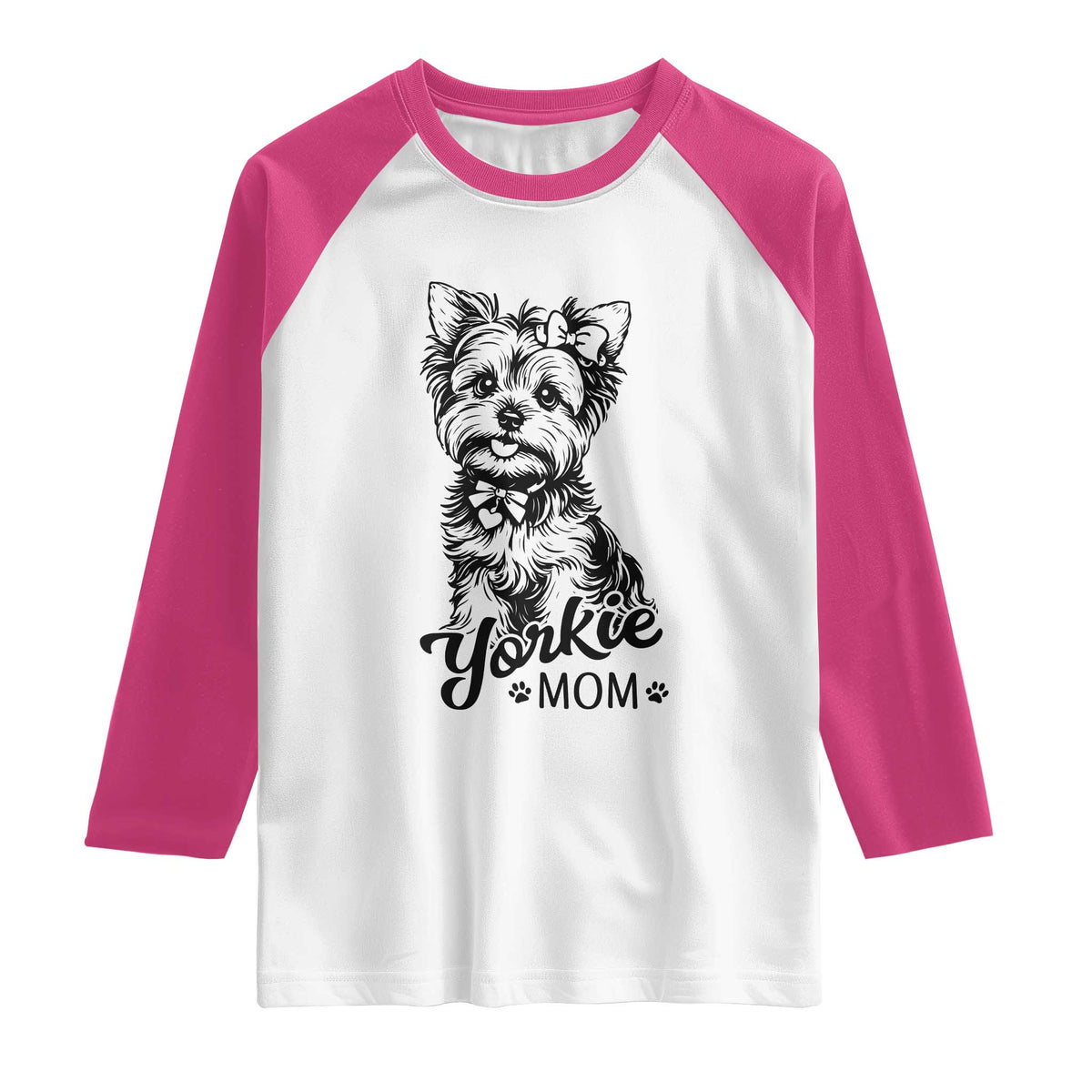 Yorkshire Terrier Mom Raglan Shirt Cute Yorkie Mama Puppy Gift TS12 White Heliconia Print Your Wear