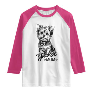 Yorkshire Terrier Mom Raglan Shirt Cute Yorkie Mama Puppy Gift TS12 White Heliconia Print Your Wear