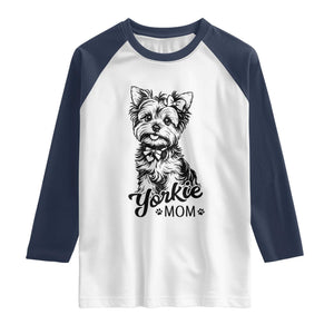 Yorkshire Terrier Mom Raglan Shirt Cute Yorkie Mama Puppy Gift TS12 White Navy Print Your Wear