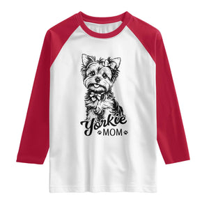 Yorkshire Terrier Mom Raglan Shirt Cute Yorkie Mama Puppy Gift TS12 White Red Print Your Wear