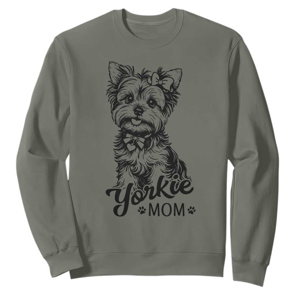 Yorkshire Terrier Mom Sweatshirt Cute Yorkie Mama Puppy Gift TS12 Military Green Print Your Wear