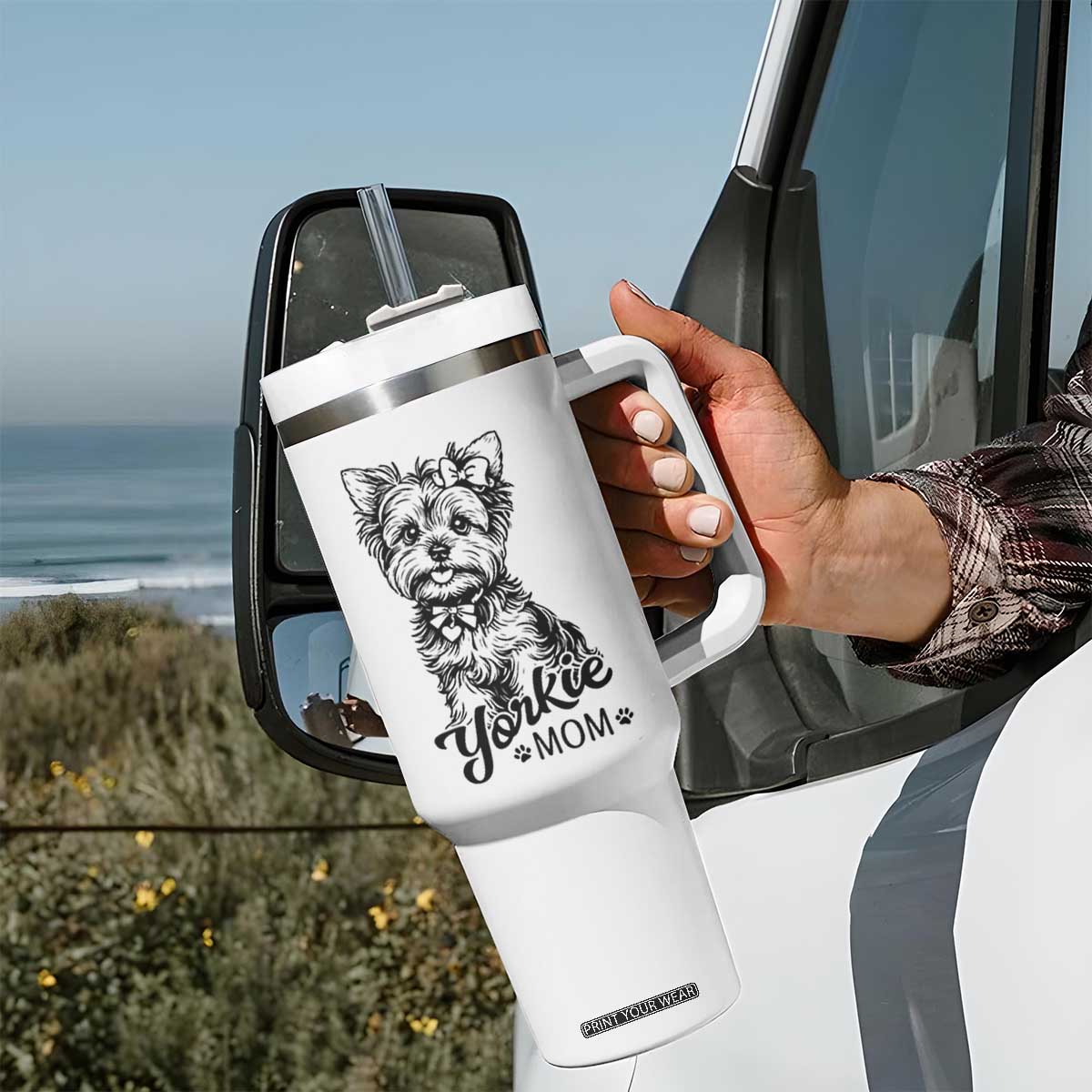Yorkshire Terrier Mom Tumbler With Handle Cute Yorkie Mama Puppy Gift TS12 Print Your Wear
