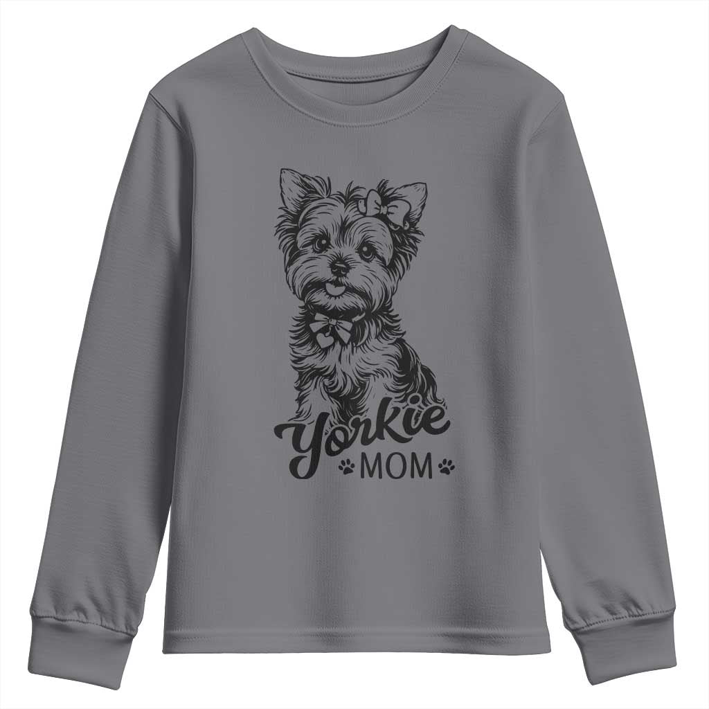 Yorkshire Terrier Mom Youth Sweatshirt Cute Yorkie Mama Puppy Gift TS12 Charcoal Print Your Wear