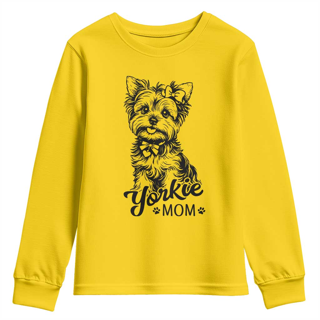Yorkshire Terrier Mom Youth Sweatshirt Cute Yorkie Mama Puppy Gift TS12 Daisy Print Your Wear