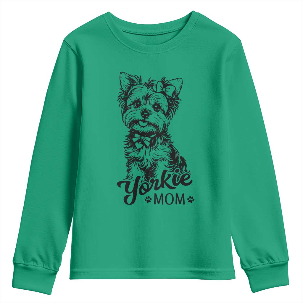 Yorkshire Terrier Mom Youth Sweatshirt Cute Yorkie Mama Puppy Gift TS12 Irish Green Print Your Wear