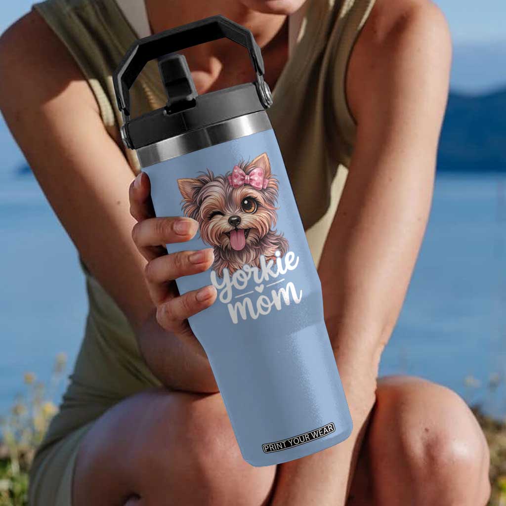 Yorkshire Terrier Dog Mom Flip Straw Tumbler Cute Yorkie Puppy Gift TS12 One Size: 30 oz Light Blue Print Your Wear