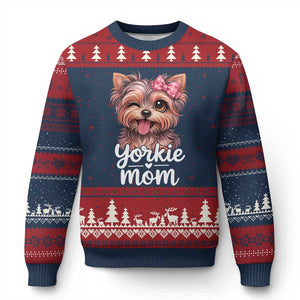 Yorkshire Terrier Dog Mom Ugly Christmas Sweater Cute Yorkie Puppy Gift TS12 Navy Red Print Your Wear