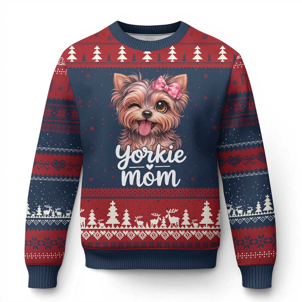 Yorkshire Terrier Dog Mom Ugly Christmas Sweater Cute Yorkie Puppy Gift TS12 Navy Red Print Your Wear