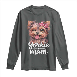Yorkshire Terrier Dog Mom Long Sleeve Shirt Cute Yorkie Puppy Gift TS12 Dark Heather Print Your Wear