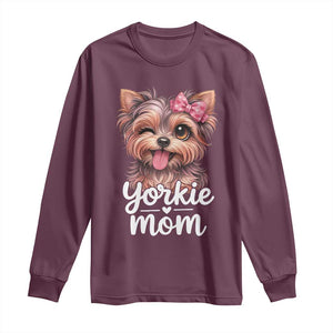 Yorkshire Terrier Dog Mom Long Sleeve Shirt Cute Yorkie Puppy Gift TS12 Maroon Print Your Wear