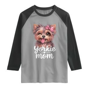 Yorkshire Terrier Dog Mom Raglan Shirt Cute Yorkie Puppy Gift TS12 Sport Gray Black Print Your Wear