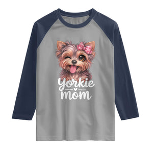 Yorkshire Terrier Dog Mom Raglan Shirt Cute Yorkie Puppy Gift TS12 Sport Gray Navy Print Your Wear