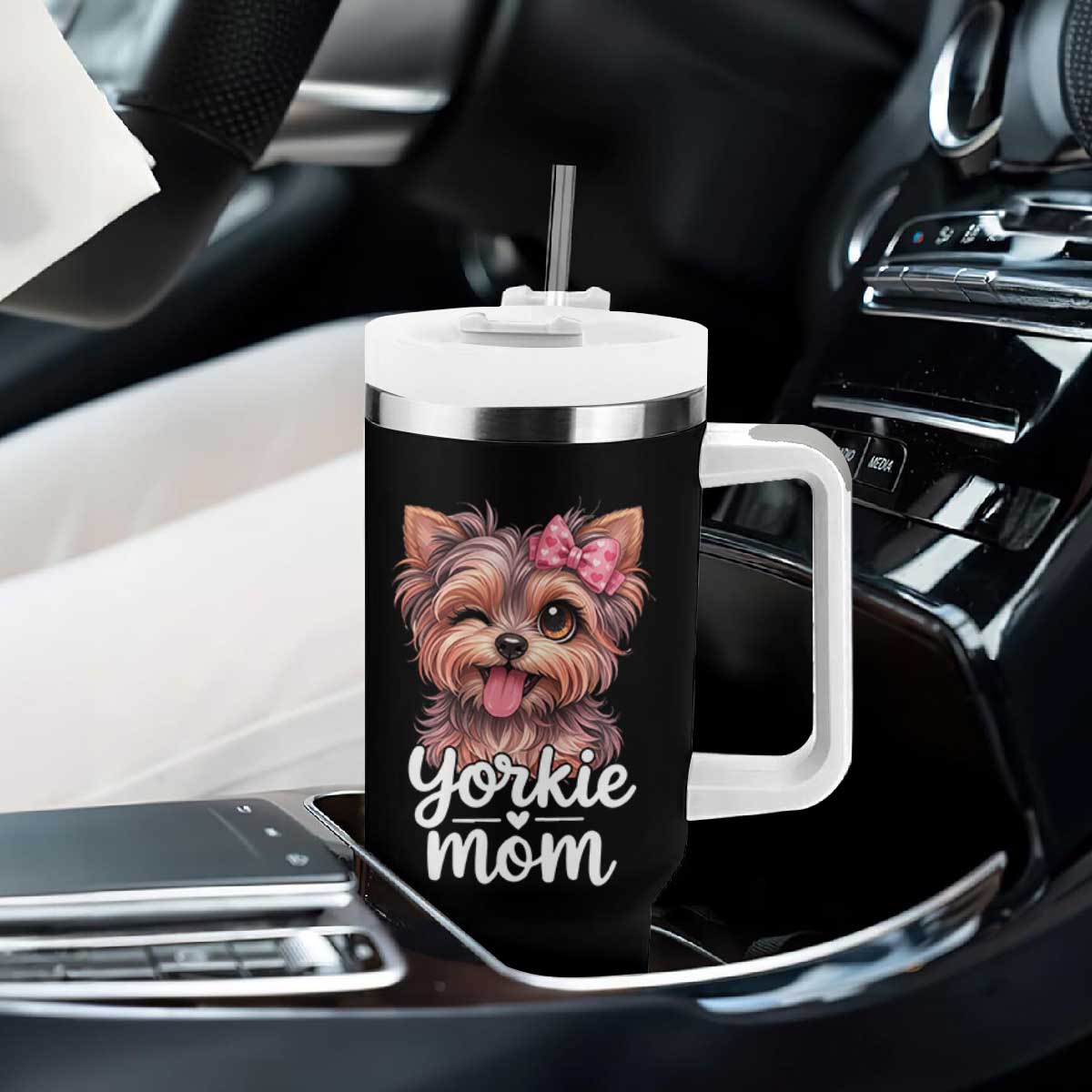 Yorkshire Terrier Dog Mom Tumbler With Handle Cute Yorkie Puppy Gift TS12 Print Your Wear