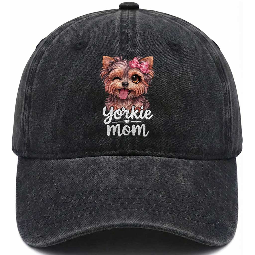 Yorkshire Terrier Dog Mom Washed Cotton Baseball Cap Cute Yorkie Puppy Gift TS12 Print Your Wear