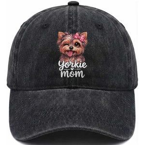 Yorkshire Terrier Dog Mom Washed Cotton Baseball Cap Cute Yorkie Puppy Gift TS12 Print Your Wear