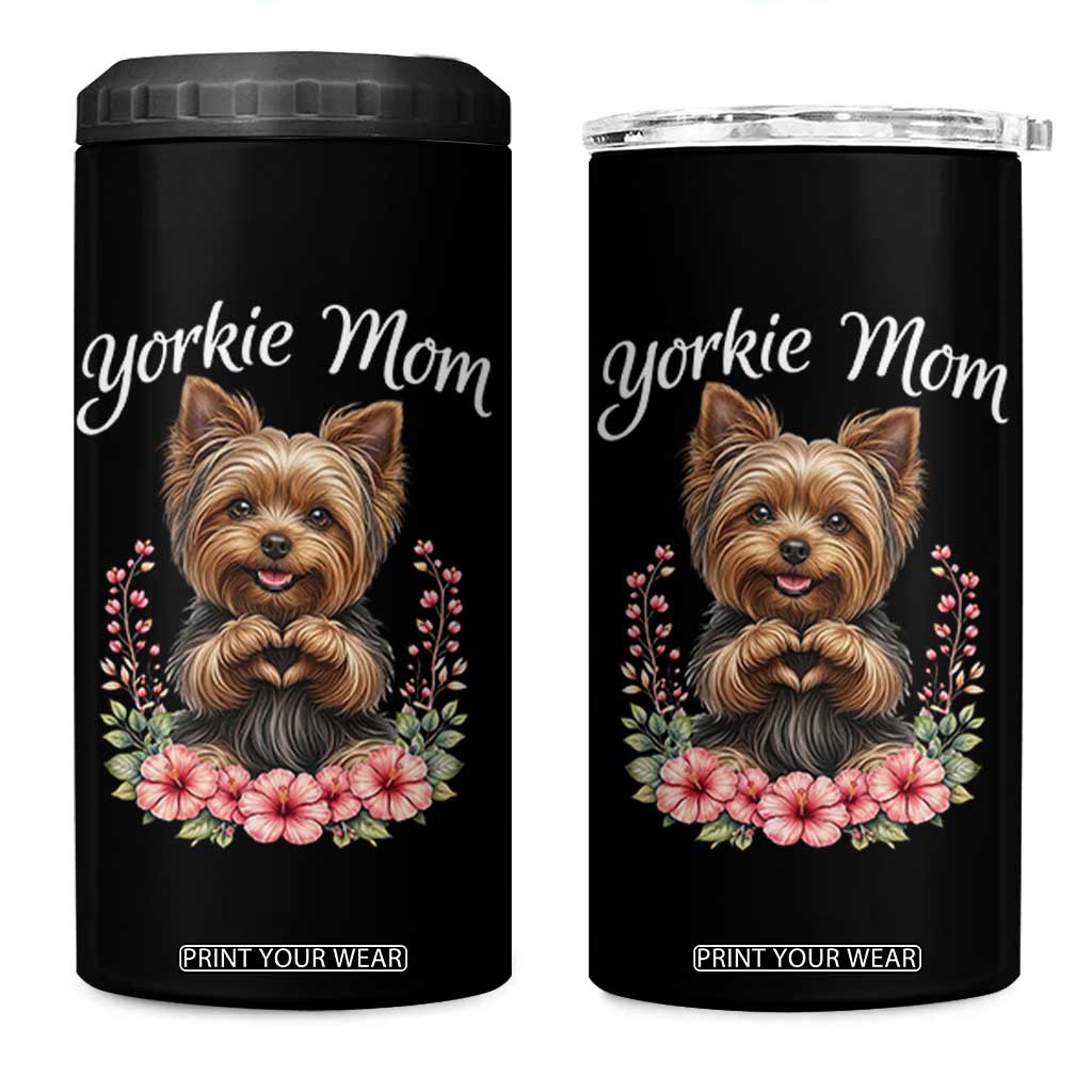 Cute Yorkie Mama 4 in 1 Can Cooler Tumbler Yorkshire Terrier Dog Lover TS12 One Size: 16 oz Black Print Your Wear