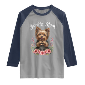 Cute Yorkie Mama Raglan Shirt Yorkshire Terrier Dog Lover TS12 Sport Gray Navy Print Your Wear