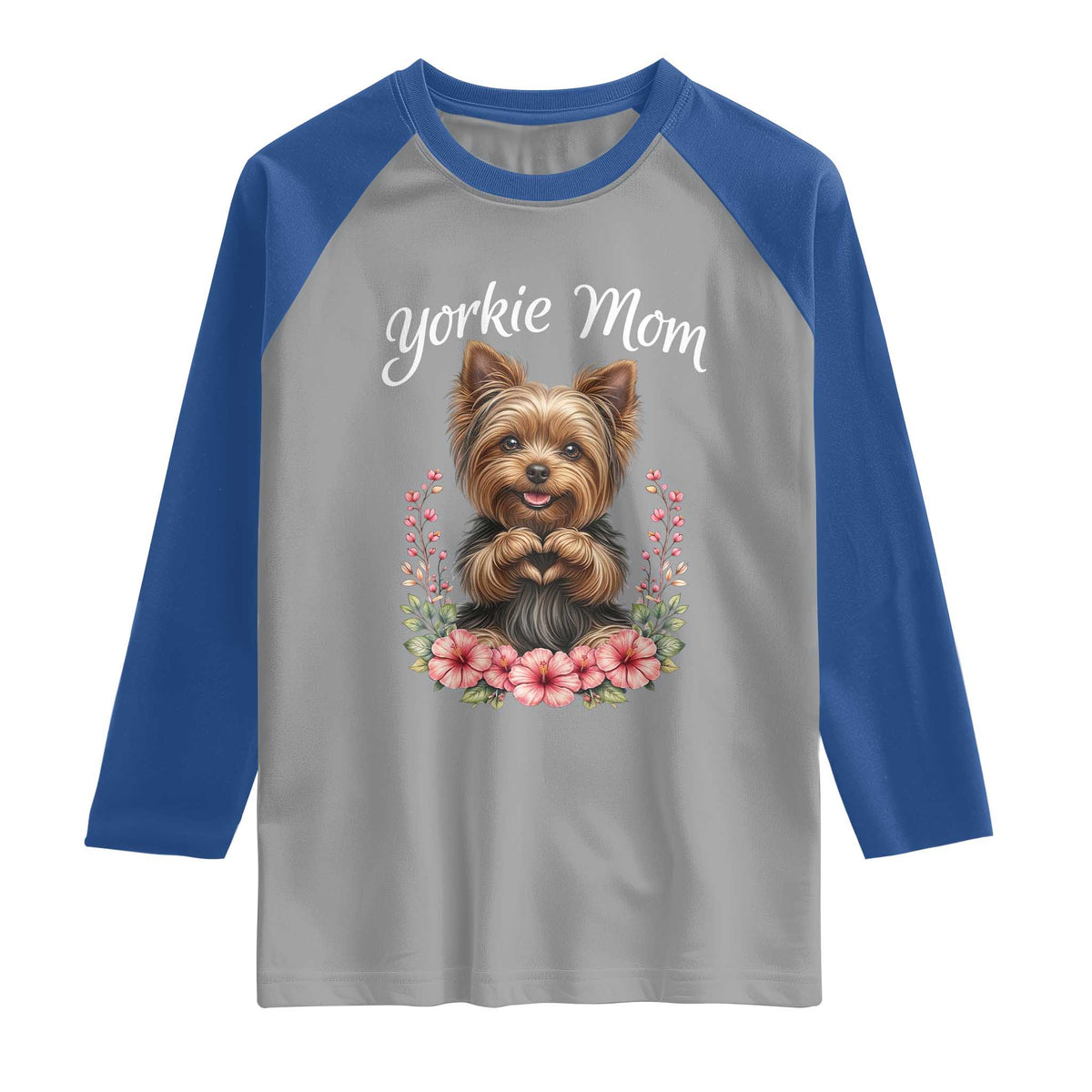 Cute Yorkie Mama Raglan Shirt Yorkshire Terrier Dog Lover TS12 Sport Gray Royal Print Your Wear