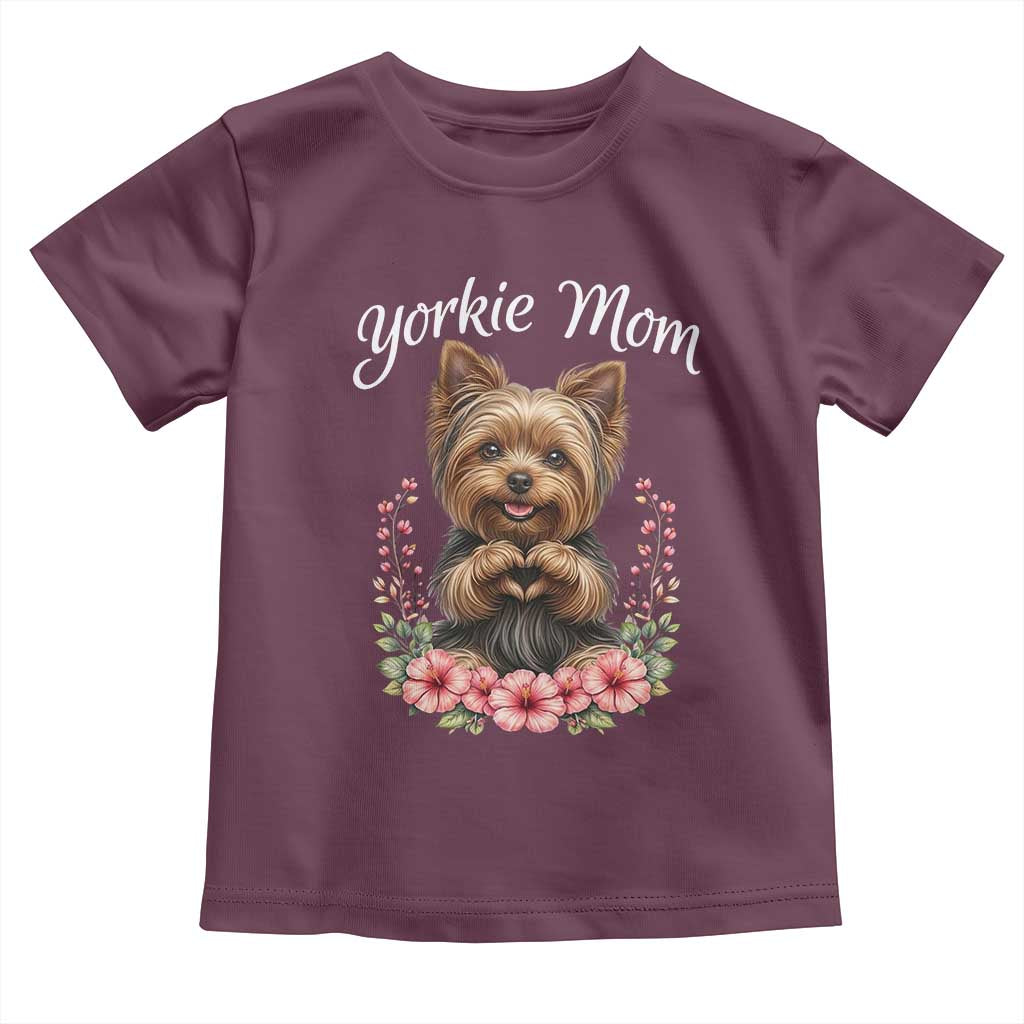 Cute Yorkie Mama Toddler T Shirt Yorkshire Terrier Dog Lover TS12 Maroon Print Your Wear