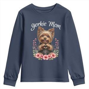 Cute Yorkie Mama Youth Sweatshirt Yorkshire Terrier Dog Lover TS12 Navy Print Your Wear