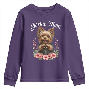 Cute Yorkie Mama Youth Sweatshirt Yorkshire Terrier Dog Lover TS12 Purple Print Your Wear