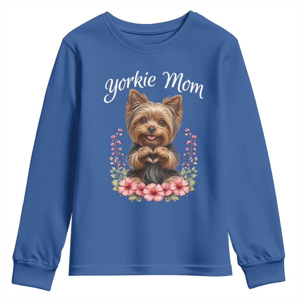 Cute Yorkie Mama Youth Sweatshirt Yorkshire Terrier Dog Lover TS12 Royal Blue Print Your Wear