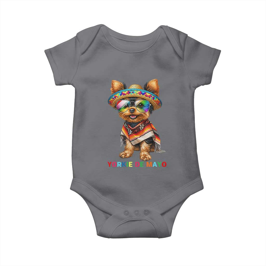 Yorkie De Mayo Baby Onesie Cinco De Mayo Dog Lover TS12 Charcoal Print Your Wear