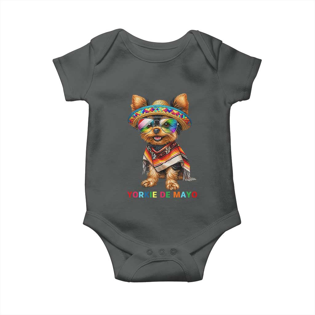 Yorkie De Mayo Baby Onesie Cinco De Mayo Dog Lover TS12 Dark Heather Print Your Wear