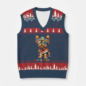 Yorkie De Mayo V-Neck Knit Sweater Vest Cinco De Mayo Dog Lover TS12 Navy Red Print Your Wear