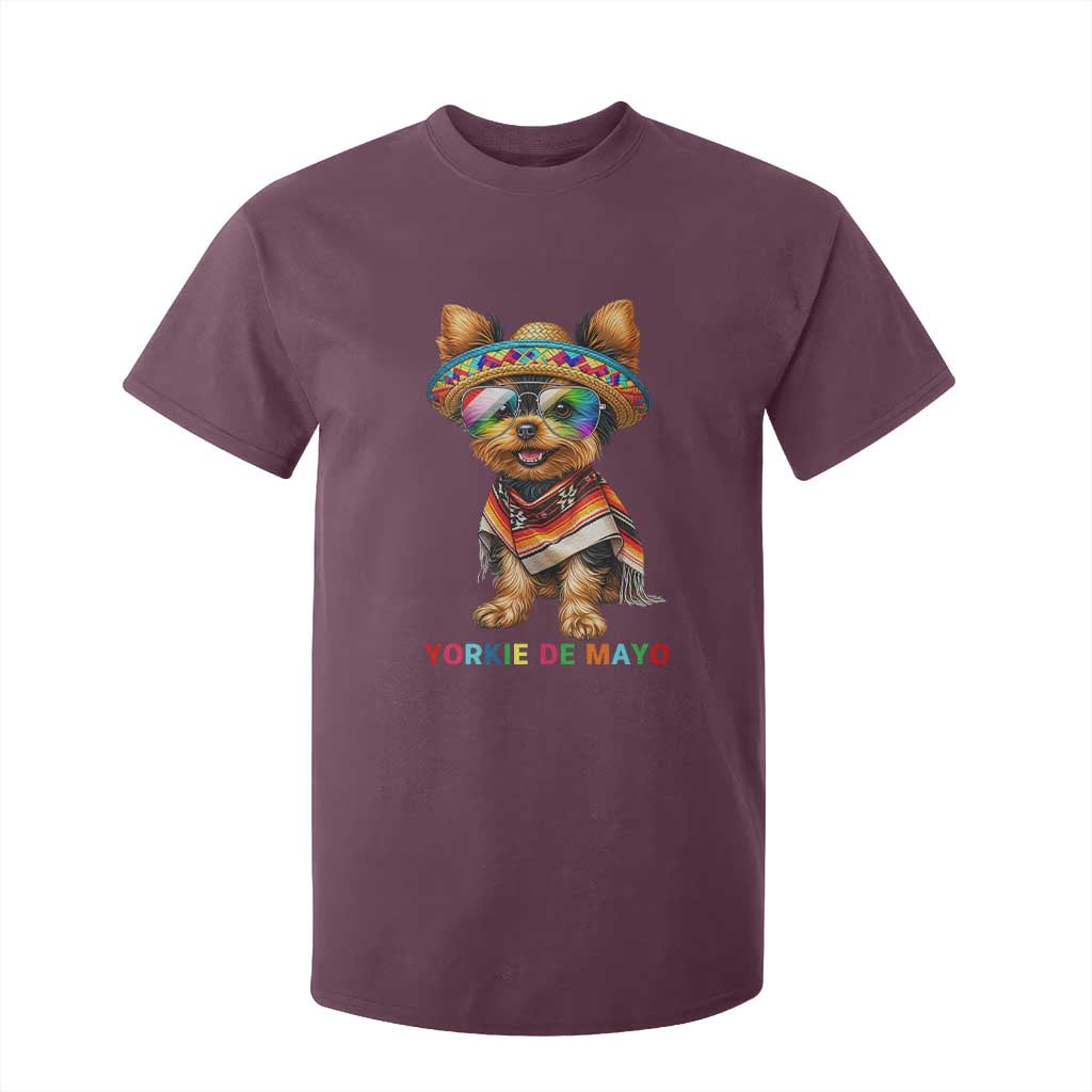 Yorkie De Mayo T Shirt For Kid Cinco De Mayo Dog Lover TS12 Maroon Print Your Wear
